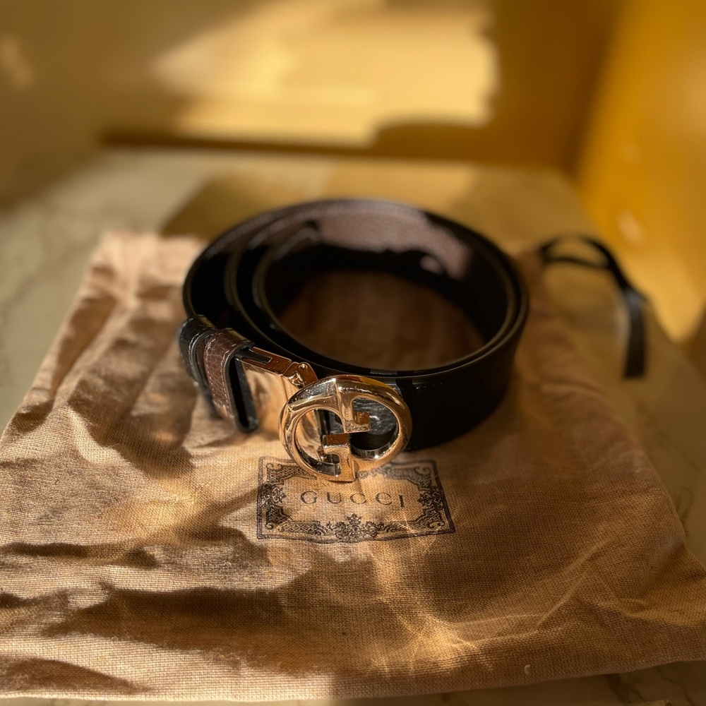 Gucci GG Interlocking Buckle Reversible Belt Black/Brown